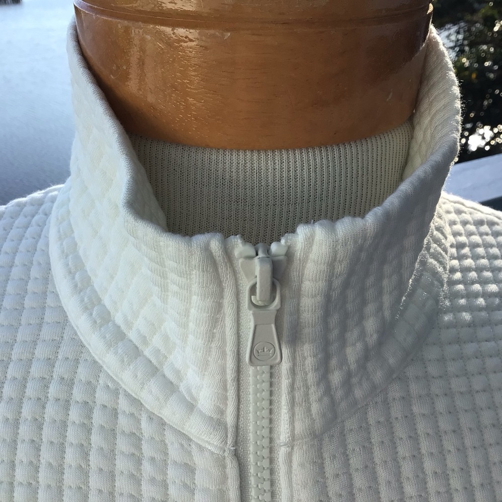 Peter Millar Off White Full-Zip Waffle Weave Textured Men's Zip Sweater Jacket - Picture 5 of 11